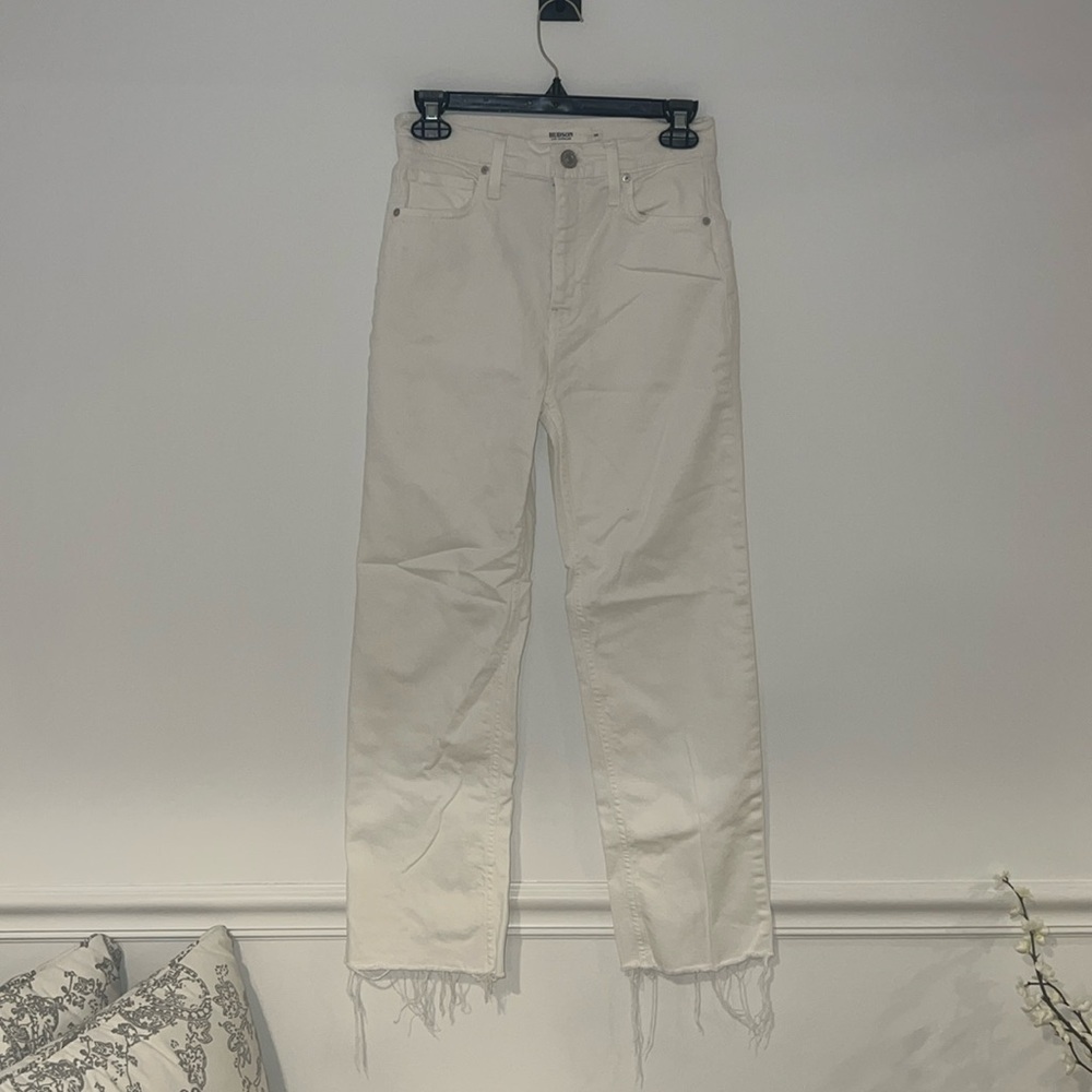 Hudson Jeans Women's White High-Rise Straight Jeans